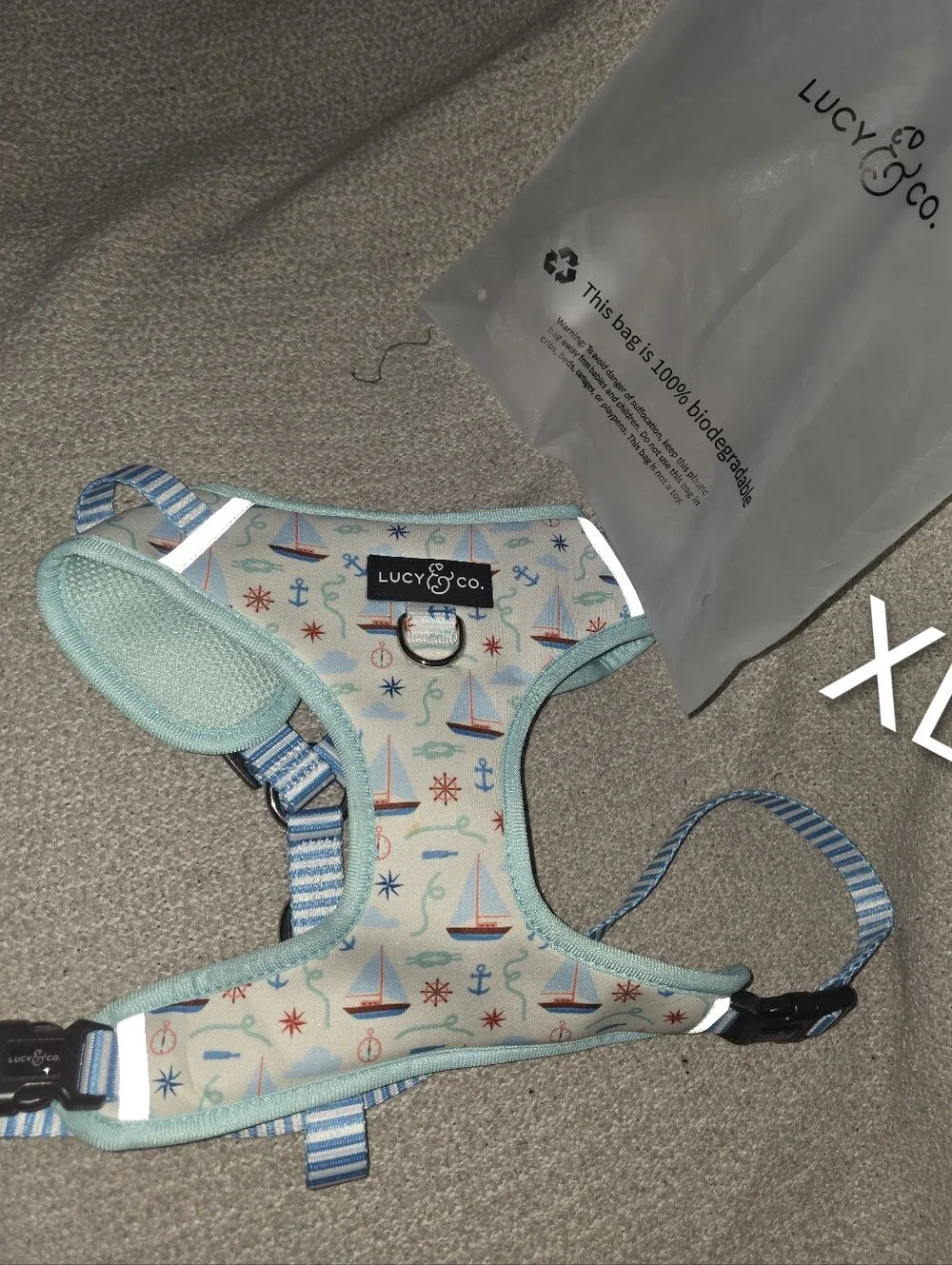 Lucy & Co. Sea Sailboat Dog Harness - Mint Blue XL